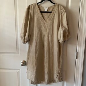 Cynthia Rowley Beige linen blend V-Neck Dress
